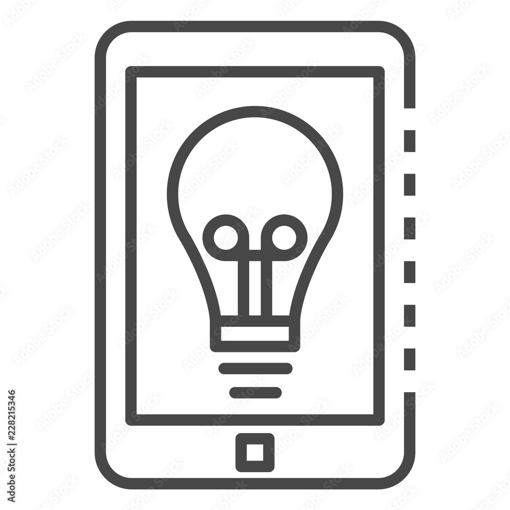 Smartphone bulb icon. Outline smartphone bulb vector icon for web design isolated on white background Smartphone bulb icon. Outline smartphone bulb vector icon for web design isolated on white background