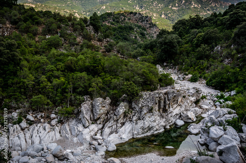 Beautiful river on the way to Gola Su Gorropu gorge. Gorropu canyon is most important natural site in Sardinia, Italy. 