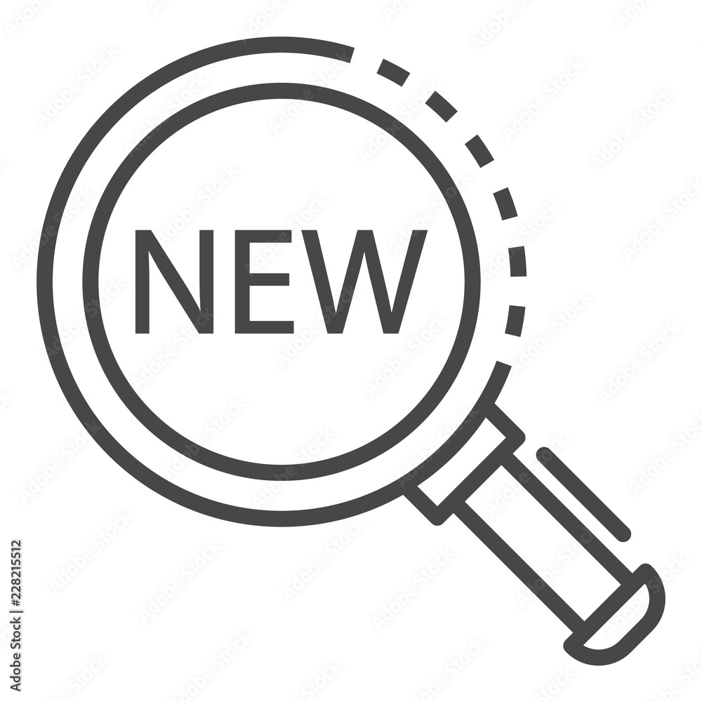 Magnify glass new find icon. Outline magnify glass new find vector icon for web design isolated on white background Magnify glass new find icon. Outline magnify glass new find vector icon for web design isolated on white background