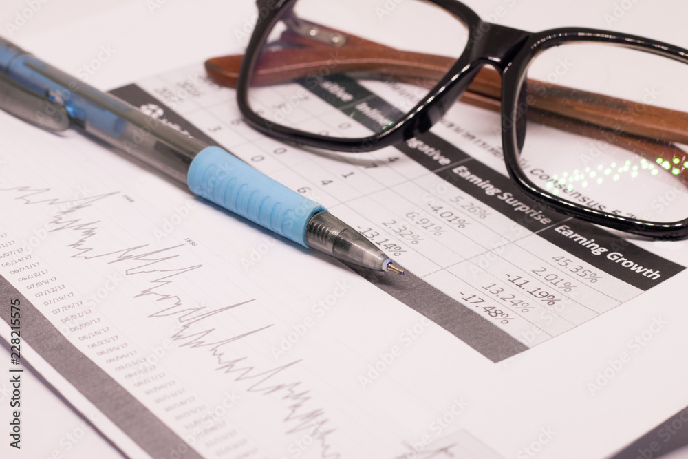 Documents, pen and glasses close-up, Business background. Documents, pen and glasses close-up, Business background.