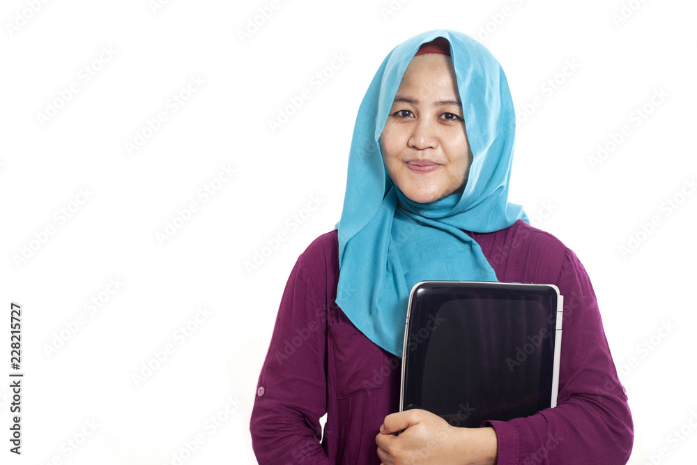 Happy Successful Muslim Businesswoman with Laptop