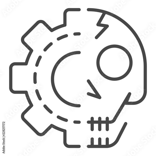 Gear skull icon. Outline gear skull vector icon for web design isolated on white background