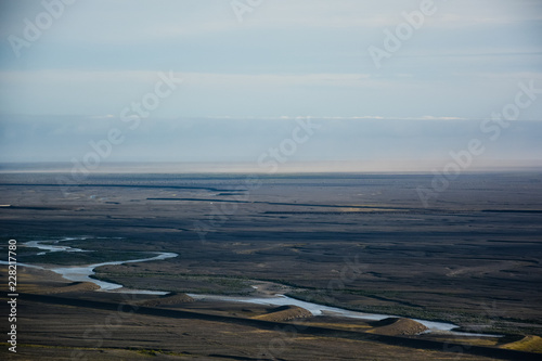 View from mountains in Skaftafell national park, Iceland in summer