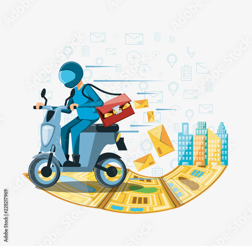 courier man of logistic service in motorcycle