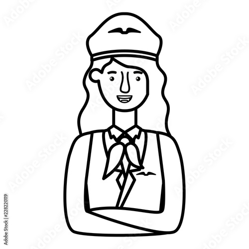 young woman pilot avatar character