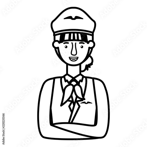 young woman pilot avatar character