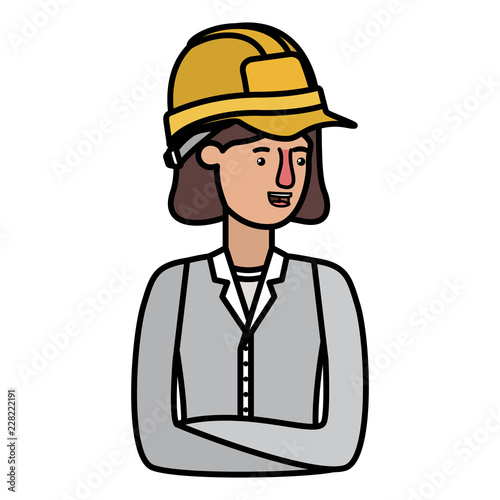 young woman construction avatar character