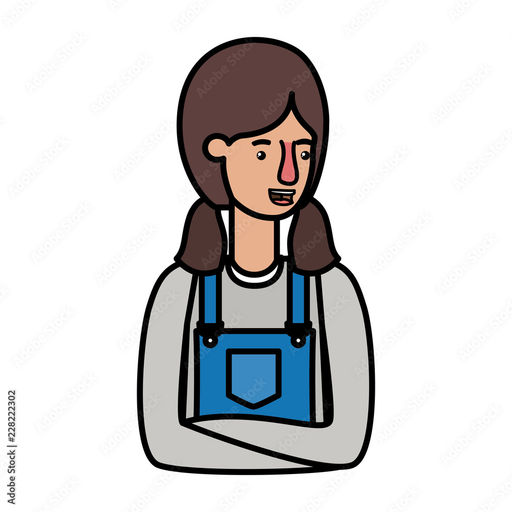 woman in overalls avatar character