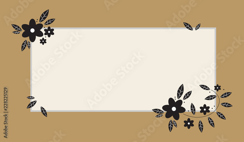 earth tone label with black flower and leaves