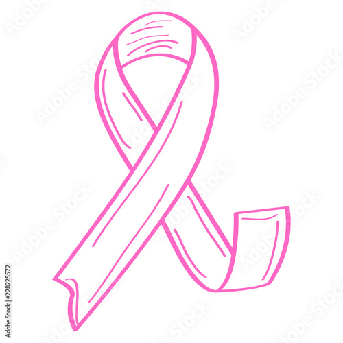 Outline of a pink ribbon. Breast cancer awareness campaign. Vector illustration design
