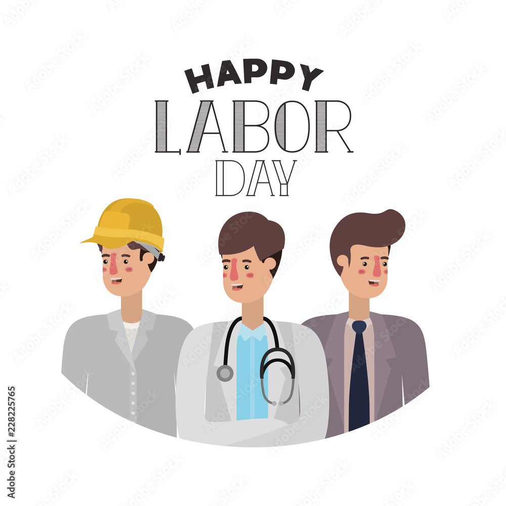 group of professionals with happy labor day avatar character group of professionals with happy labor day avatar character