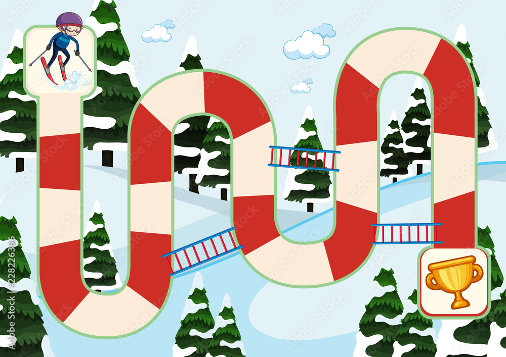 Ski board game winter theme Ski board game winter theme
