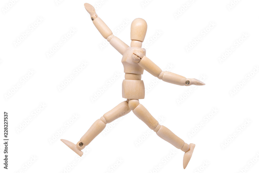 wooden Figure Wondering or Confused on white background wooden Figure Wondering or Confused on white background