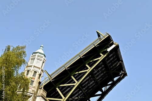The Montlake Bridge in Seattle - is a double leaf bascule bridge and part of the ship canal located near the University of Washington..