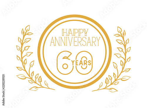 number 60 for anniversary celebration card icon