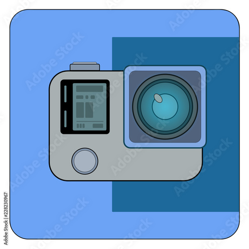 Camera on blue background