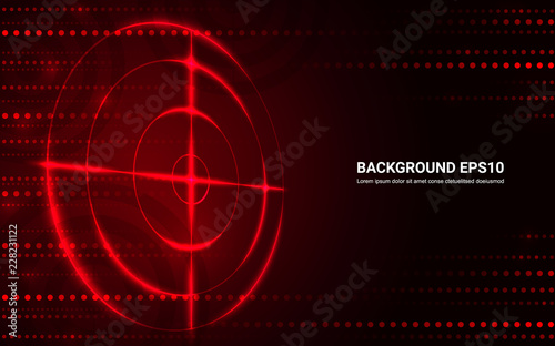 Abstract red target, shooting range on black background. Vector isolated template for business goal. Shooting target success solutions concept.