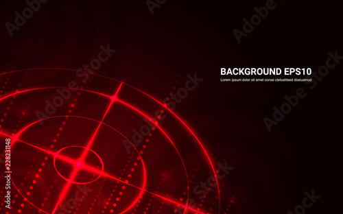 Abstract red target, shooting range on black background. Vector isolated template for business goal. Shooting target success solutions concept.