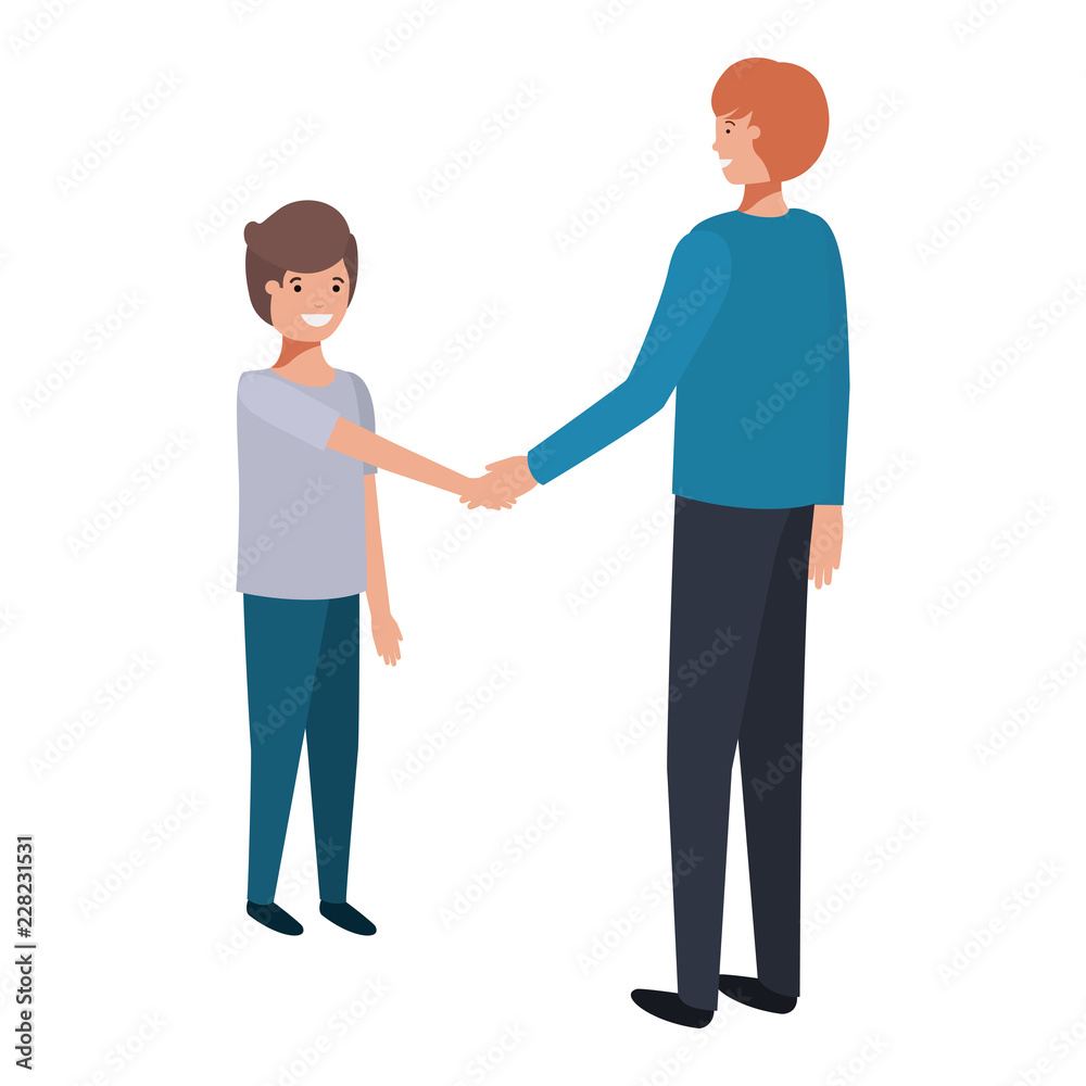 father and son holding hands avatar character father and son holding hands avatar character
