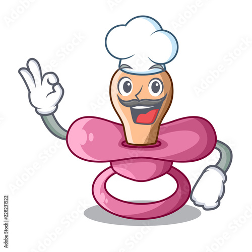 Chef newborn is sucking a pacifier cartoon