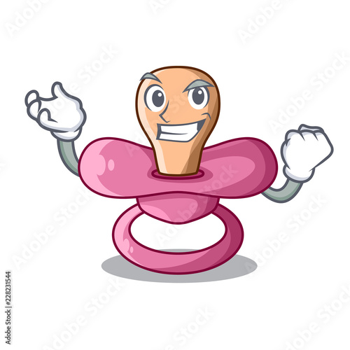 Successful newborn is sucking a pacifier cartoon