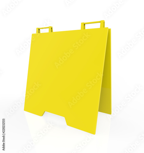 Crezon or PVC A-frame sandwich boards for design mock up and presentation. white blank 3d render illustration photo