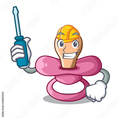 Automotive baby silicone pacifier isolated on mascot