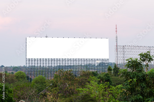 Blank billboard at twilight time for advertisement