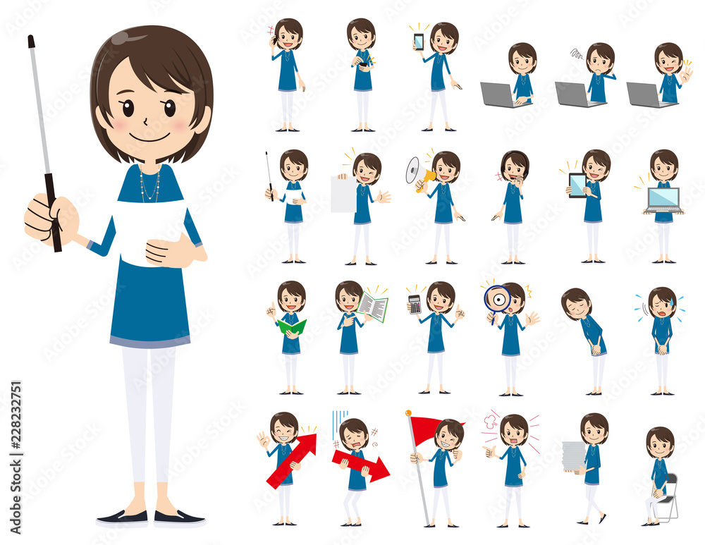 female charactor set. Presenting in various action. female charactor set. Presenting in various action.