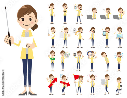 female charactor set. Presenting in various action.