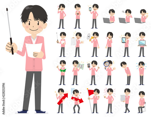male charactor set. Presenting in various action.