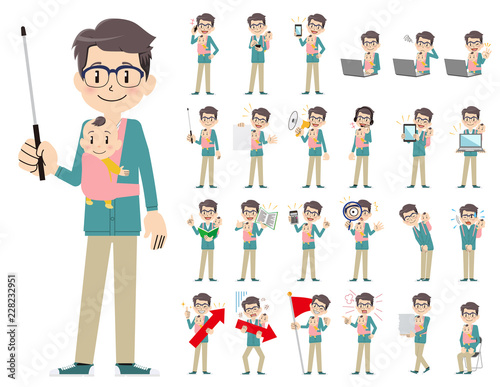 male charactor set. Presenting in various action.