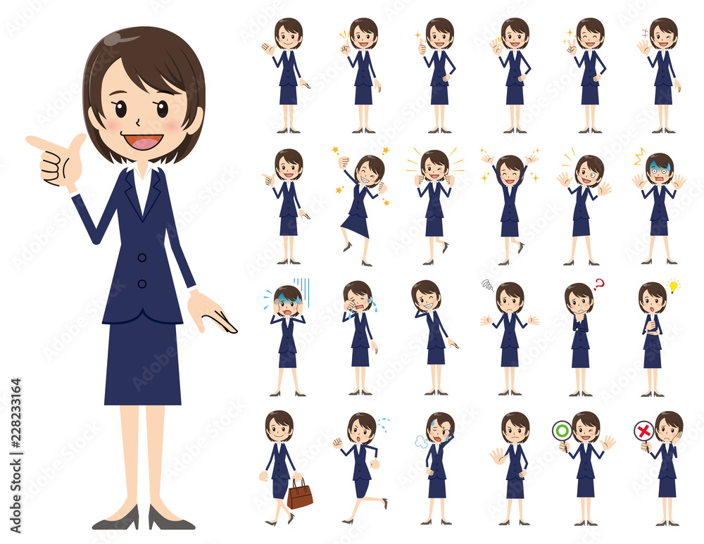 Business women charactor set. Various poses and emotions. Business women charactor set. Various poses and emotions.
