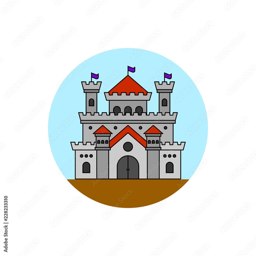 Historical castle building icon.