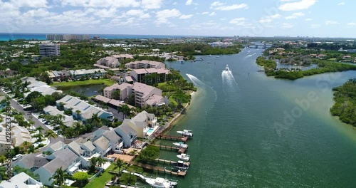 Aerial Footage of the Intracoastal Waterway in Juno Beach, Florida