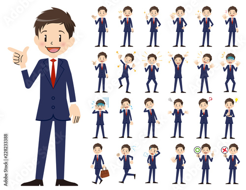 Businessman charactor set. Various poses and emotions.