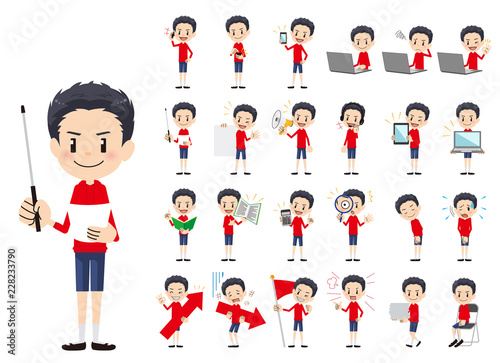 Boy charactor set. Presenting in various action.