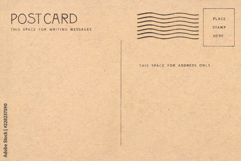 Backside of blank postcard with dirty stain Backside of blank postcard with dirty stain