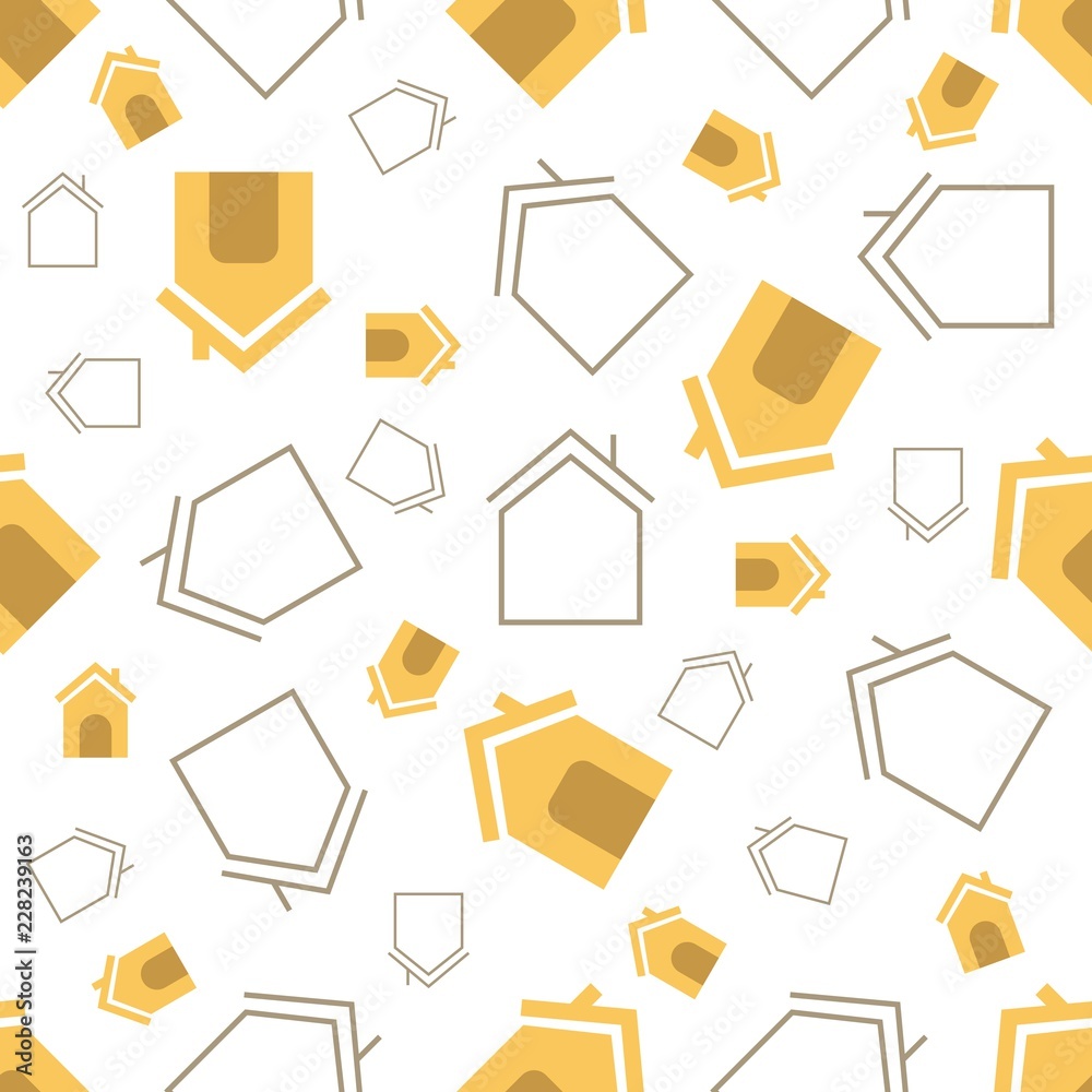 house seamless pattern line and flat design with clipping mask