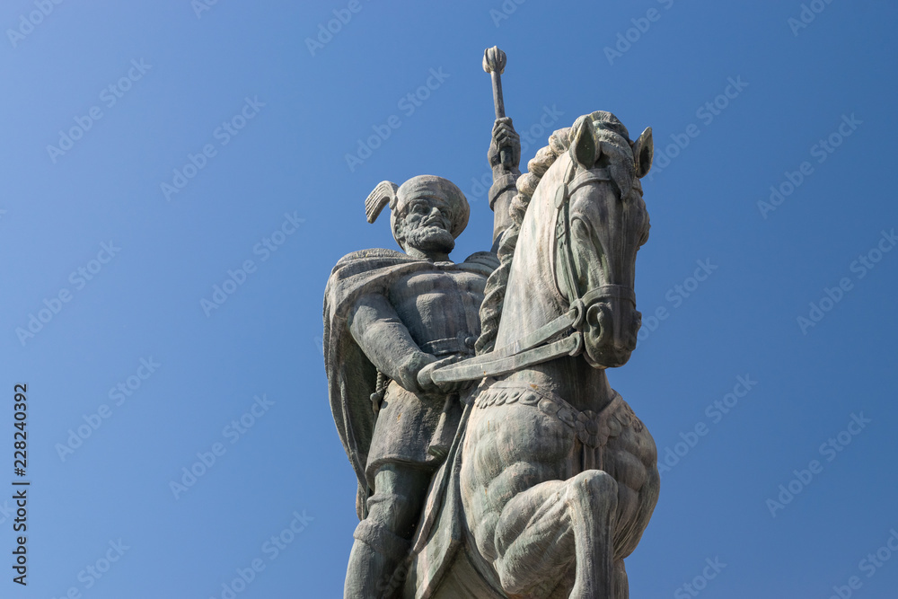 Mihai Viteazul Statue inside the Citadel Alba-Carolina in Alba Iulia, Romania