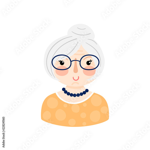 Illustration with cartoon old woman face