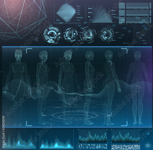 vector interface set. medical examination of a woman.