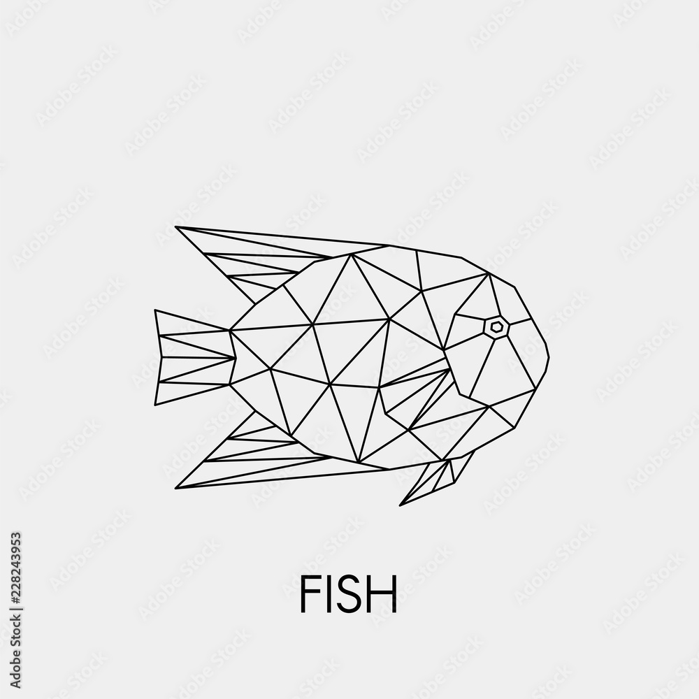 Geometric fish. Polygonal linear abstract sea animal. Vector illustration. Stock Vector Adobe