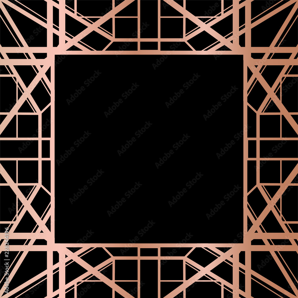 Geometric Rose Gold Art Deco Style Border Frame Design Stock Vector | Adobe  Stock