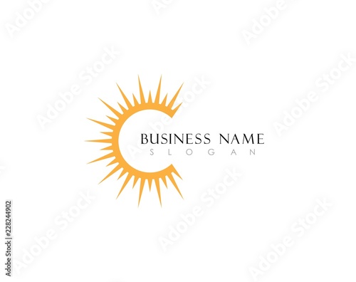 sun Logo Icon Vector Template.Sun over horizon 