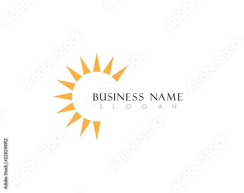 sun Logo Icon Vector Template.Sun over horizon
