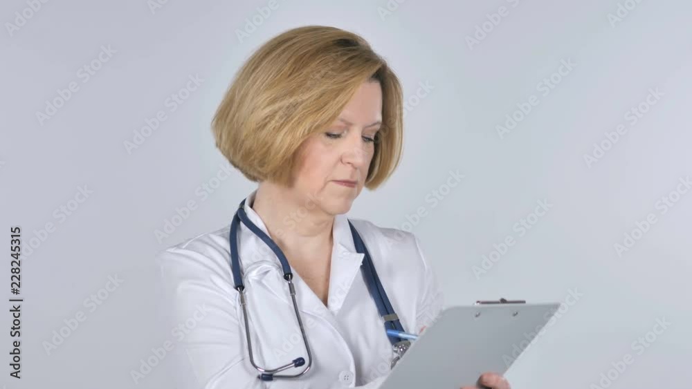 Doctor Busy Writing Treatment on White Background Doctor Busy Writing Treatment on White Background