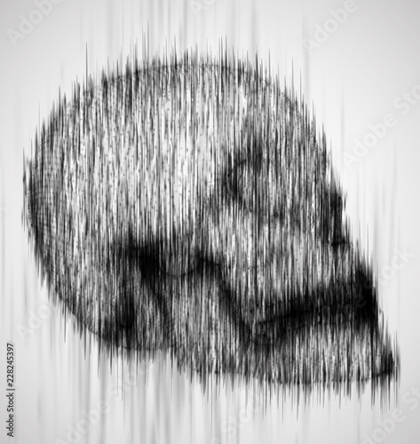 human skull from the drip of ink on the background.