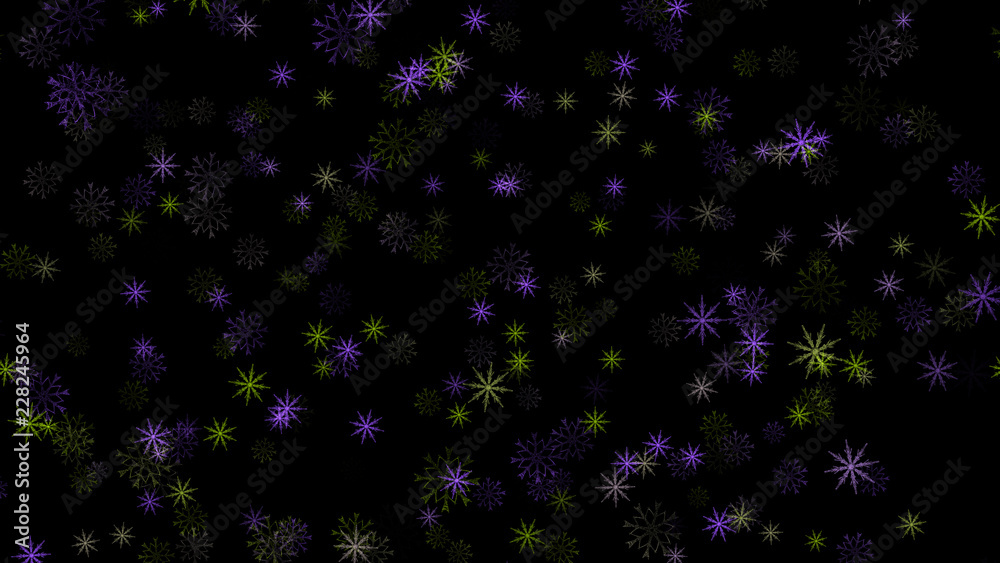 Abstract background with a variety of colorful snowflakes. Big and small. Abstract background with a variety of colorful snowflakes. Big and small.