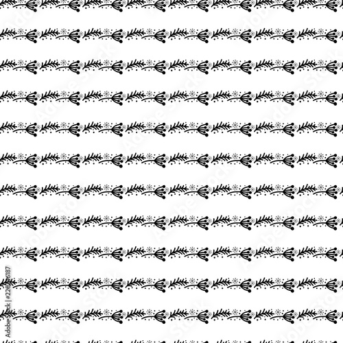 Hand drawn Merry Christmas and Happy New Year doodle seamless pattern